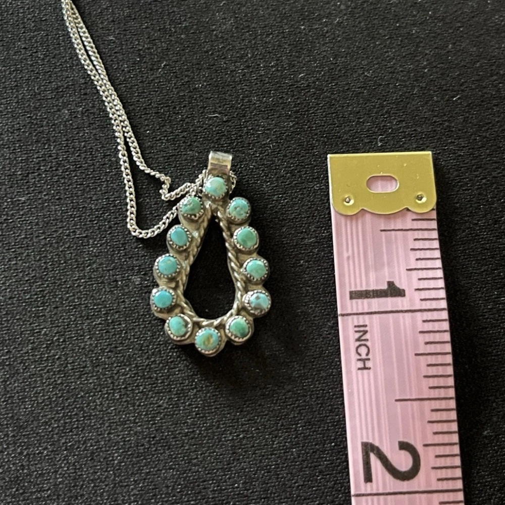 Vintage Sterling Silver and Turquoise Pendant Necklace